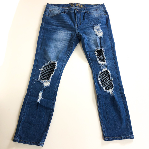 VIP Jeans Distressed Fishnet Jeans - Picture 6 of 8